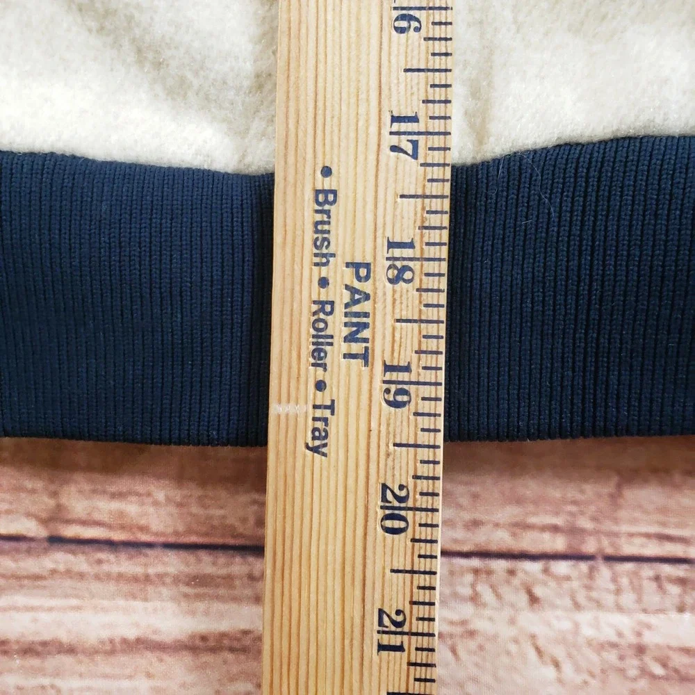 VINTAGE Woolrich Sweater‎ Youth Medium Off White Blue Zip Outdoor Fleece Boys * - Picture 8 of 10